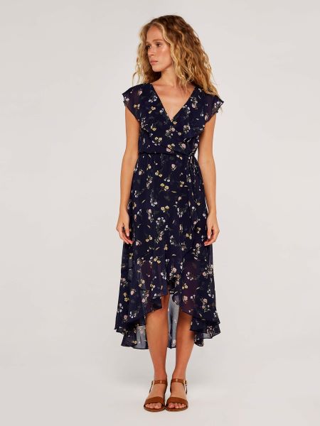 Navy chiffon shop wrap dress